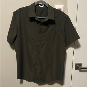 Men's Dark Green Short Sleeve button up Shirt